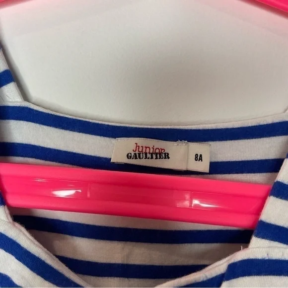 Junior Gaultier Girls Strip and Graphic Print Dress size 8 - Picture 3 of 4
